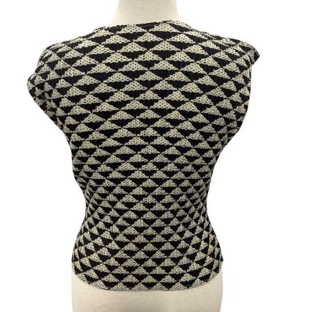 ISSEY MIYAKE イッセイミヤケ PLEATS PLEASE カットソー 総柄 SIZE 3 PP82-JK574 ベージュ×ブラック