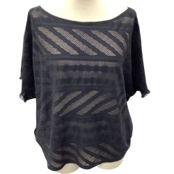 ISSEY MIYAKE イッセイミヤケ PLEATS PLEASE カットソー 変形 シースルー  PP21-LK922 ブラック Bランク