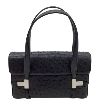 レディース ハンドバッグ オーストリッチ レザー ブラック