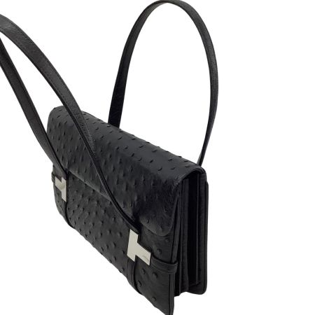 レディース ハンドバッグ オーストリッチ レザー ブラック