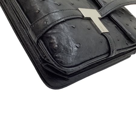 レディース ハンドバッグ オーストリッチ レザー ブラック