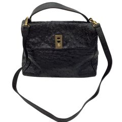 borelli p レディース ２WAYバッグ オーストリッチ レザー ブラック Bランク