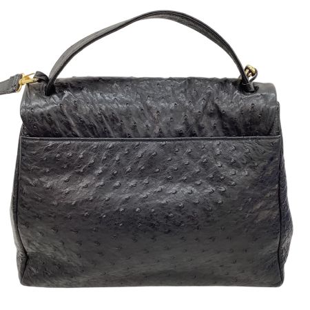 borelli p レディース ２WAYバッグ オーストリッチ レザー ブラック