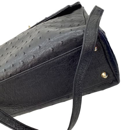 borelli p レディース ２WAYバッグ オーストリッチ レザー ブラック