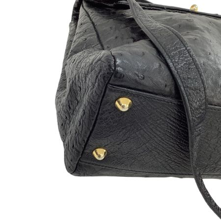borelli p レディース ２WAYバッグ オーストリッチ レザー ブラック