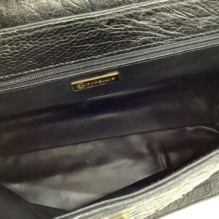 borelli p レディース ２WAYバッグ オーストリッチ レザー ブラック