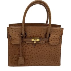 KRISTAR CROCO レディース ハンドバッグ オーストリッチ ライトブラウン Bランク