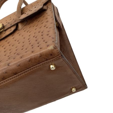 KRISTAR CROCO レディース ハンドバッグ オーストリッチ ライトブラウン