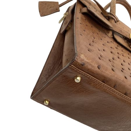 KRISTAR CROCO レディース ハンドバッグ オーストリッチ ライトブラウン