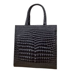 レディース クロコダイル ワニ革 ハンドバッグ ブラック Bランク