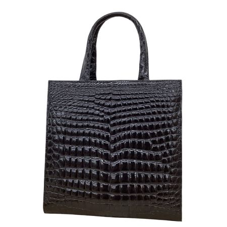 レディース クロコダイル ワニ革 ハンドバッグ ブラック