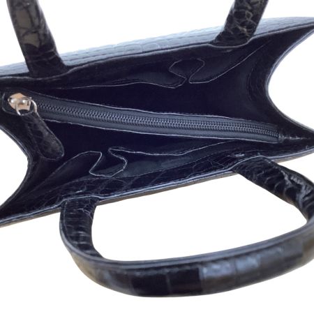 レディース クロコダイル ワニ革 ハンドバッグ ブラック