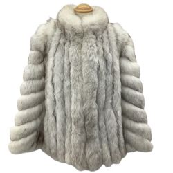 SAGA FOX サガフォックス レディース 毛皮 コート SIZE 13号 ライトグレー Bランク