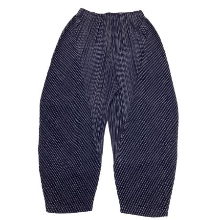 ISSEY MIYAKE イッセイミヤケ PLEATS PLEASE パンツ 変形 ストライㇷ゚ SIZE 3 PP63-JF741 ネイビー