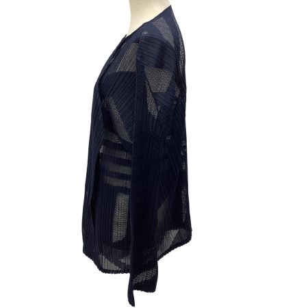 ISSEY MIYAKE イッセイミヤケ PLEATS PLEASE カーディガン  シースルー SIZE 3 PP01-JO722 ネイビー