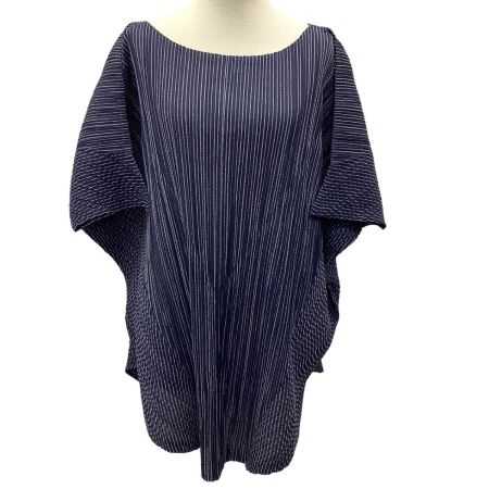 ISSEY MIYAKE イッセイミヤケ PLEATS PLEASE 変形 カットソー ストライㇷ゚ SIZE 3 PP63-JT745 ネイビー