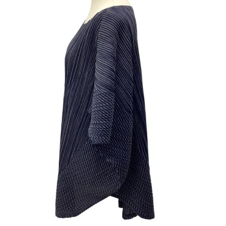 ISSEY MIYAKE イッセイミヤケ PLEATS PLEASE 変形 カットソー ストライㇷ゚ SIZE 3 PP63-JT745 ネイビー