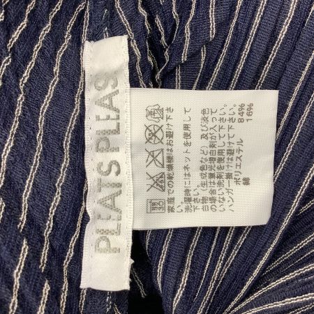 ISSEY MIYAKE イッセイミヤケ PLEATS PLEASE 変形 カットソー ストライㇷ゚ SIZE 3 PP63-JT745 ネイビー