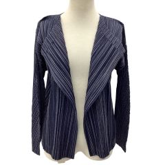 ISSEY MIYAKE イッセイミヤケ PLEATS PLEASE カーディガン ストライプ SIZE 3 PP63-JO744 ネイビー Bランク