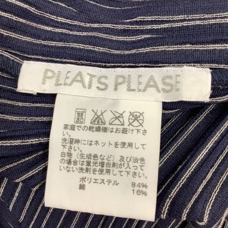 ISSEY MIYAKE イッセイミヤケ PLEATS PLEASE カーディガン ストライプ SIZE 3 PP63-JO744 ネイビー