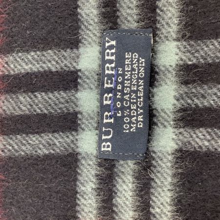 BURBERRY LONDON バーバリーロンドン マフラー カシミア100％ ネイビー×レッド