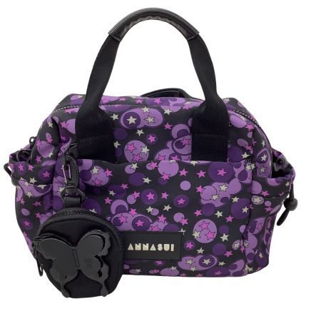 ANNA SUI アナスイ レディース ハンドバッグ ポーチ付き パープル×ブラック