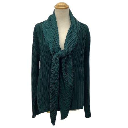 ISSEY MIYAKE イッセイミヤケ PLEATS PLEASE 変形 カーディガン ジャケット  SIZE 2 グリーン
