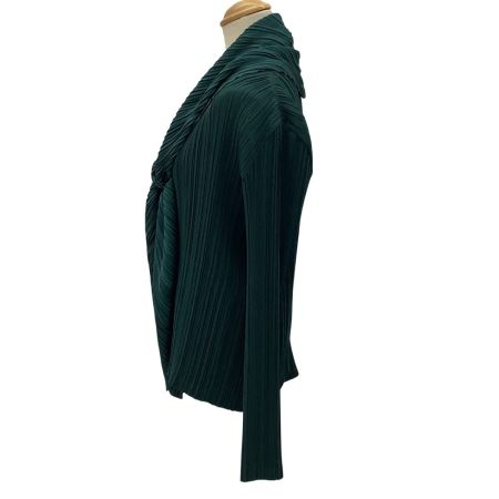 ISSEY MIYAKE イッセイミヤケ PLEATS PLEASE 変形 カーディガン ジャケット  SIZE 2 グリーン