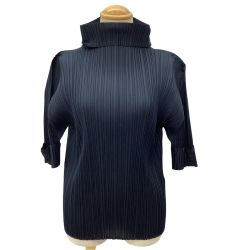 ISSEY MIYAKE イッセイミヤケ PLEATS PLEASE 変形 タートルネック カットソー SIZE 3 PP53-JK161 ネイビー Bランク