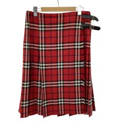 BURBERRY LONDON バーバリーロンドン レディース スカート SIZE 42 チェック レッド Bランク