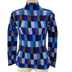 ISSEY MIYAKE イッセイミヤケ ワッフルプリーツ タートルネックカットソー SIZE ２ IM42FJ299 ブルー Bランク