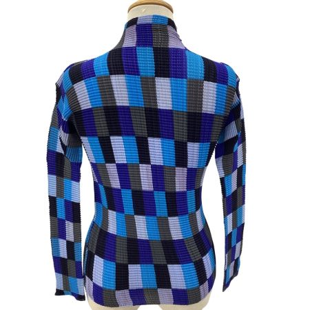 ISSEY MIYAKE イッセイミヤケ ワッフルプリーツ タートルネックカットソー SIZE ２ IM42FJ299 ブルー