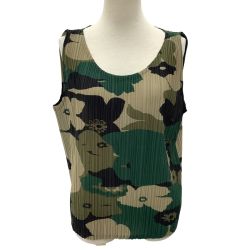 ISSEY MIYAKE イッセイミヤケ レディース プリーツ ノースリーブ カットソー SIZE 2 IM42FJ225 グリーン Bランク
