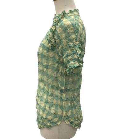 ISSEY MIYAKE イッセイミヤケ レディース 絞り カットソー SIZE 2 チェック IM32FJ209 グリーン×イエロー