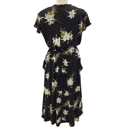 INGEBORG インゲボルグ レディース ワンピース ピコフリル ドット 百合の花 ブラック