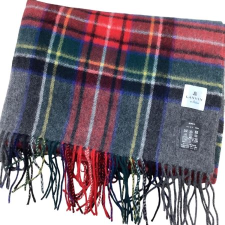 LANVIN on Blue ランバン ストール チェック カシミア 100%