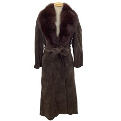 MAX MARA マックスマーラー レディース  スウェード 衿フォックス コート SIZE 9号 ブラウン Cランク