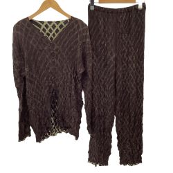 ISSEY MIYAKE イッセイミヤケ レディース プリーツ セットアップ リバーシブル SIZE M IM92-FF629 ブラウン Bランク