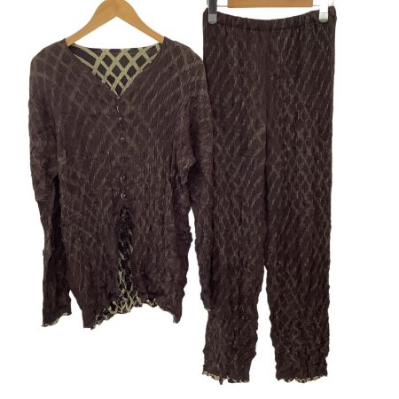 ISSEY MIYAKE イッセイミヤケ レディース プリーツ セットアップ リバーシブル SIZE M IM92-FF629 ブラウン