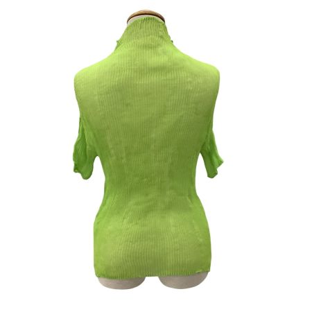 ISSEY MIYAKE イッセイミヤケ 波プリーツ 半袖 カットソー SIZE ２ IF62FJ414 黄緑