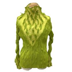ISSEY MIYAKE イッセイミヤケ 波プリーツ 変形 立体デザイン カットソー SIZE 2 IF74FJ734 黄緑 Bランク