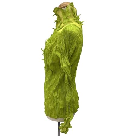 ISSEY MIYAKE イッセイミヤケ 波プリーツ 変形 立体デザイン カットソー SIZE 2 IF74FJ734 黄緑