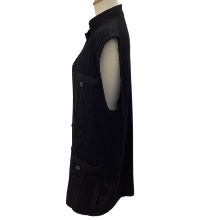 ISSEY MIYAKE イッセイミヤケ レディース プリーツ 前開き ベスト SIZE L IM71-FE602 ブラック