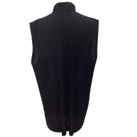 ISSEY MIYAKE イッセイミヤケ レディース プリーツ 前開き ベスト SIZE L IM71-FE602 ブラック