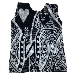 ISSEY MIYAKE イッセイミヤケ Me ミー レディース ノースリーブカットソー ワッフルプリーツ トランプ柄 MI71FR712 ブラック Bランク