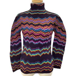 ISSEY MIYAKE イッセイミヤケ Me ミー レディース ワッフルプリーツ カットソー  総柄 MI83FJ521 パープル Bランク