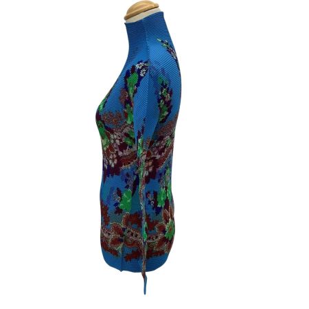 ISSEY MIYAKE イッセイミヤケ レディース ワッフルプリーツ カットソー 総柄 MI53FJ601 ブルー