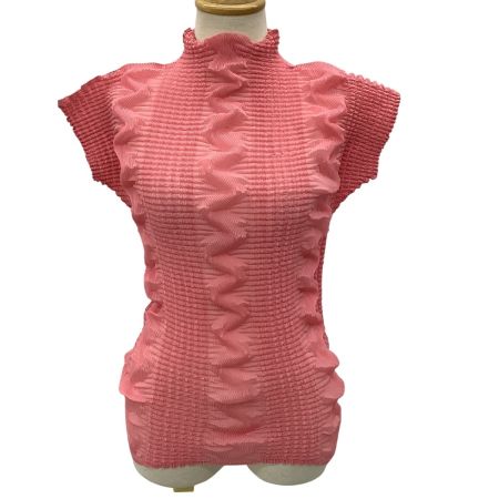 ISSEY MIYAKE イッセイミヤケ レディース 変形 立体デザイン ワッフルプリーツ カットソー SIZE 3 IM22FJ913 ピンク