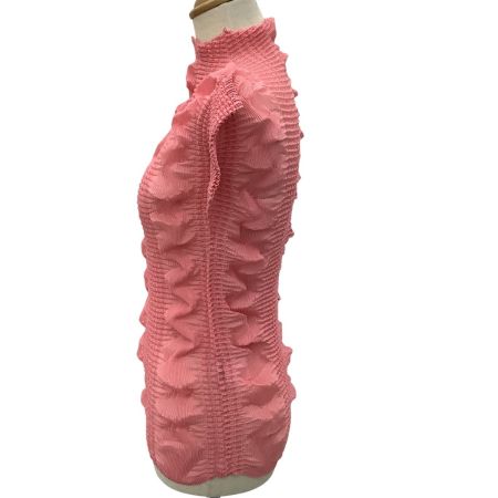 ISSEY MIYAKE イッセイミヤケ レディース 変形 立体デザイン ワッフルプリーツ カットソー SIZE 3 IM22FJ913 ピンク