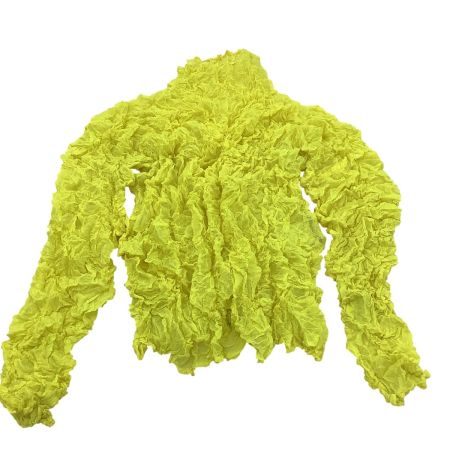 ISSEY MIYAKE イッセイミヤケ レディース シワ加工 カットソー SIZE 2 PE91-FJ822 イエロー